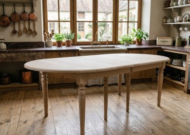 Table à allonges OVALE - bois de chêne massif Table à allonges OVALE - bois de chêne massif Pied N°8
